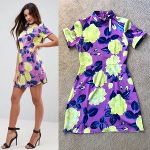 ASOS Ultimate High Neck Floral Mini Dress Size XS